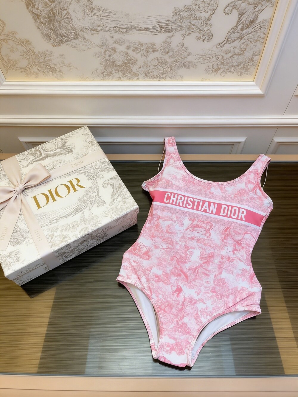 Dior Pink Toile de Jouy Piece Swimsuit